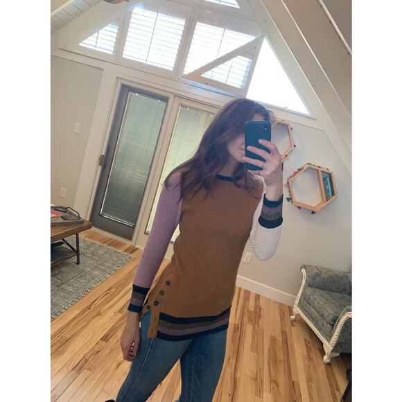 APIECE APART Orange 100% Cotton Almeria Side Button Side Sweater size Medium - Picture 15 of 15